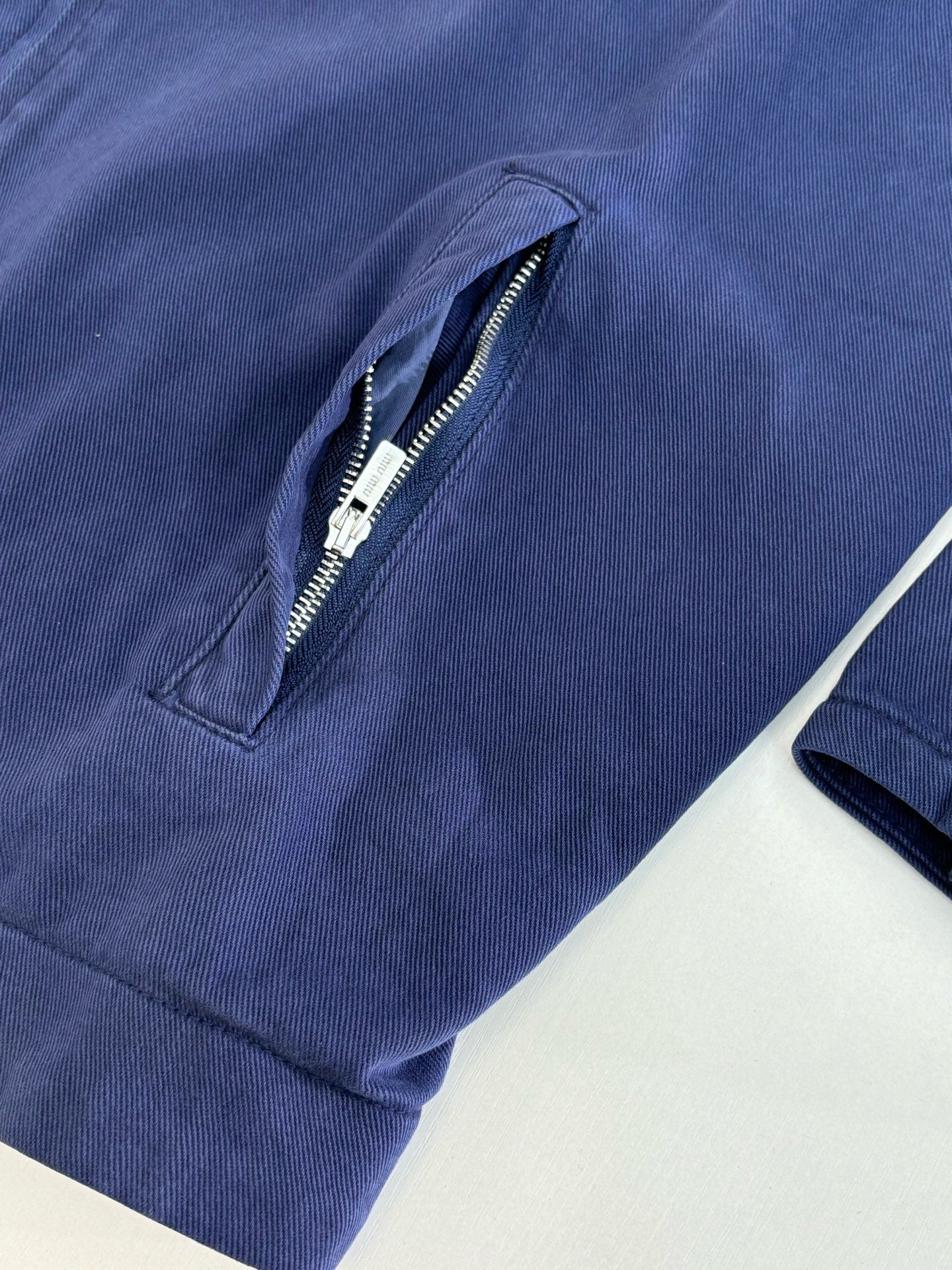 미우미우 코듀로이 칼라 개버딘 트럭커 자켓