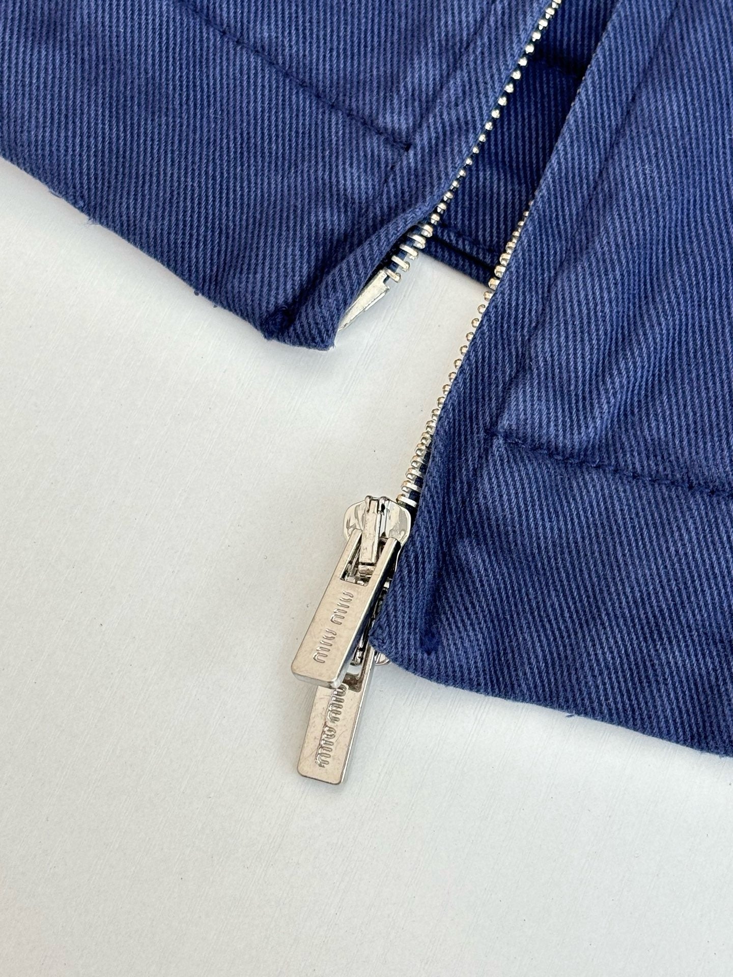 미우미우 코듀로이 칼라 개버딘 트럭커 자켓