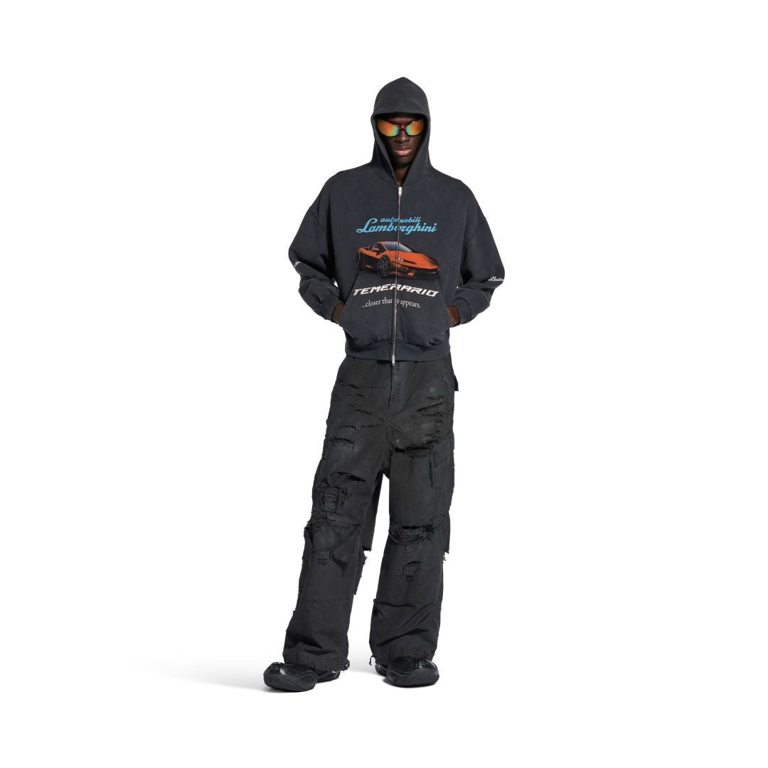 발렌시아가 오토모빌리 람보르기니 스몰 핏 집업 후디 페이드