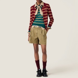 미우미우 스트라이프 캐시미어 앤 실크 가디건