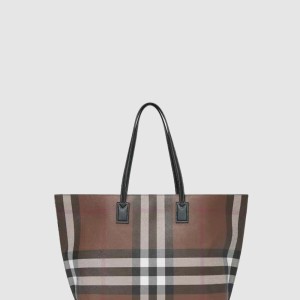 체크 레더 미디움 토트백 80525041