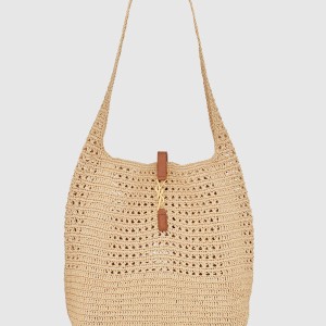 크로쉐와 스무스 가죽 소재의 라피아 호보백 690941