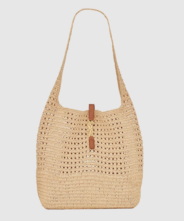 크로쉐와 스무스 가죽 소재의 라피아 호보백 690941